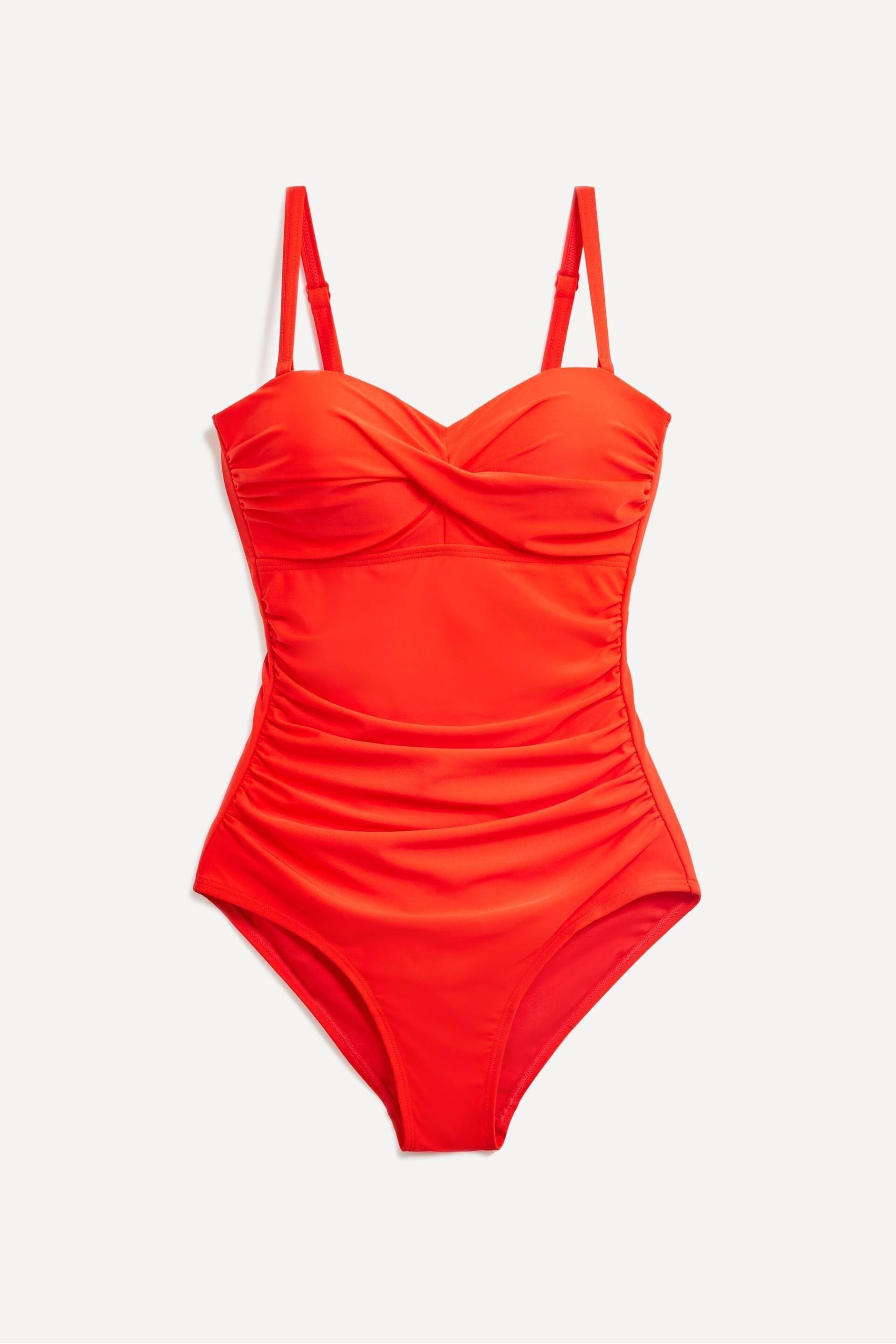 Linzi Orange Capri Bandeau Soft Cupped Tummy Control Swimsuit With Detachable Straps - Image 6 of 9
