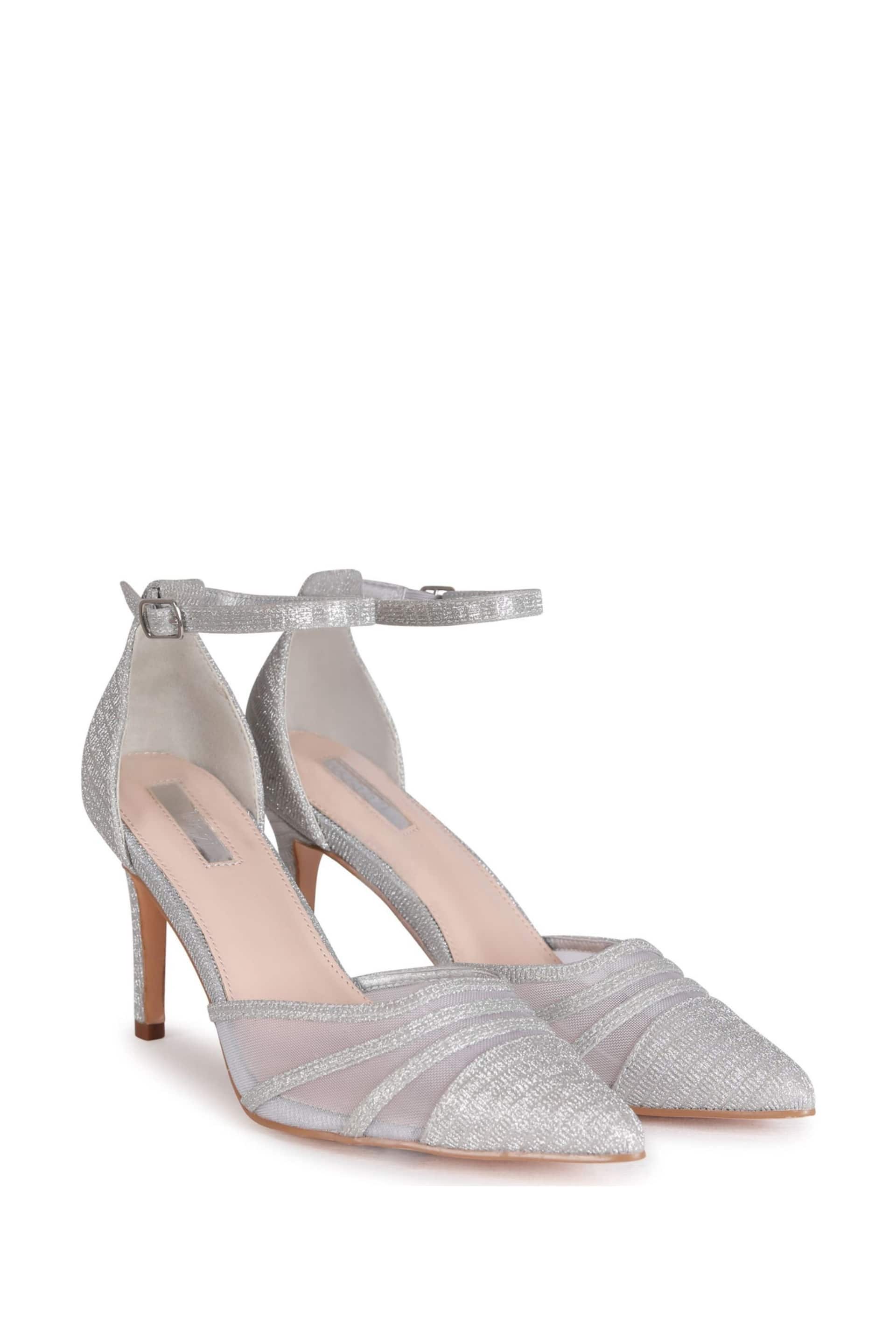 Linzi Silver Serri Court Stiletto Heels With Mesh Front Detail - Image 4 of 5