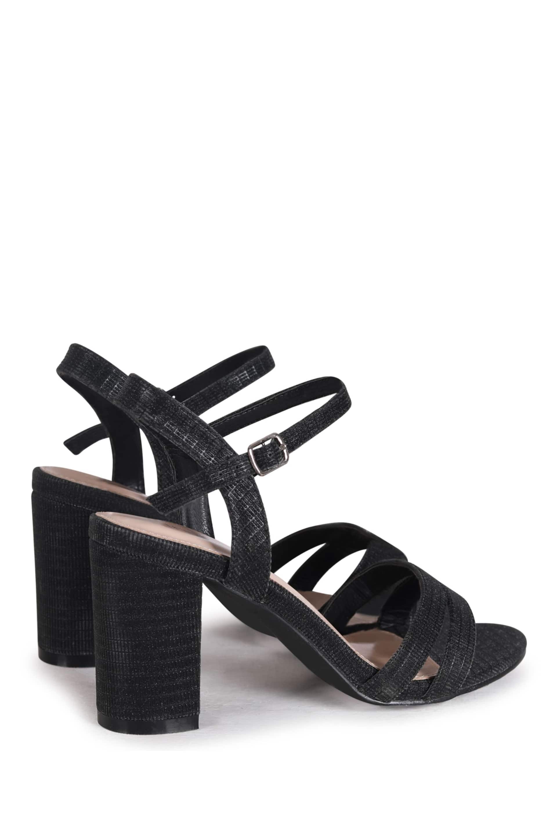 Linzi Black Horizon Barely There Glitter Block Heeled Sandals - Image 5 of 5