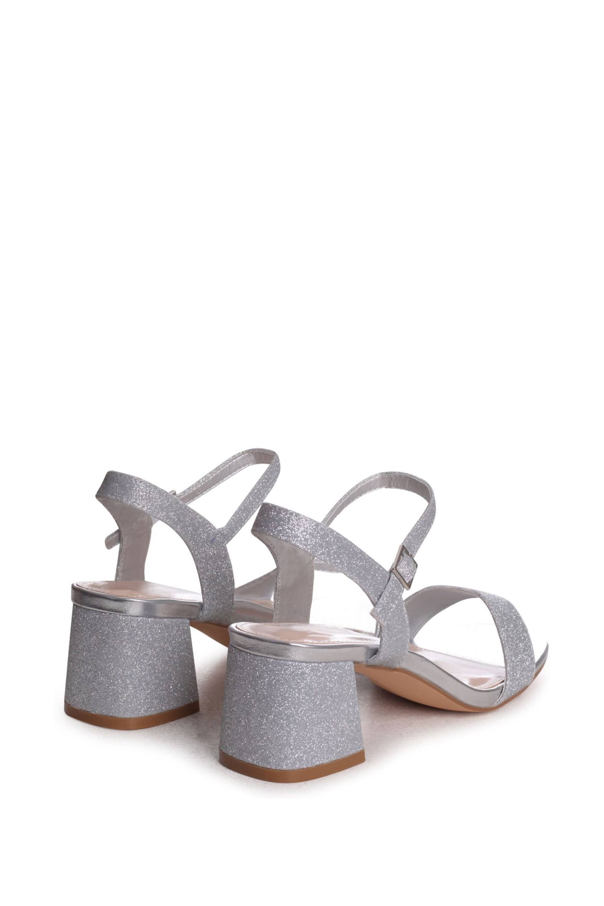 Linzi Silver Glitter Darcie Barely There Block Heeled Sandals - Image 4 of 4