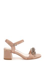 Linzi Gold Cashew Low Block Heeled Sandals With Diamonte Bow Detail - Image 2 of 4