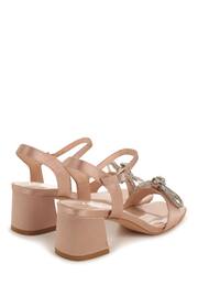 Linzi Gold Cashew Low Block Heeled Sandals With Diamonte Bow Detail - Image 4 of 4
