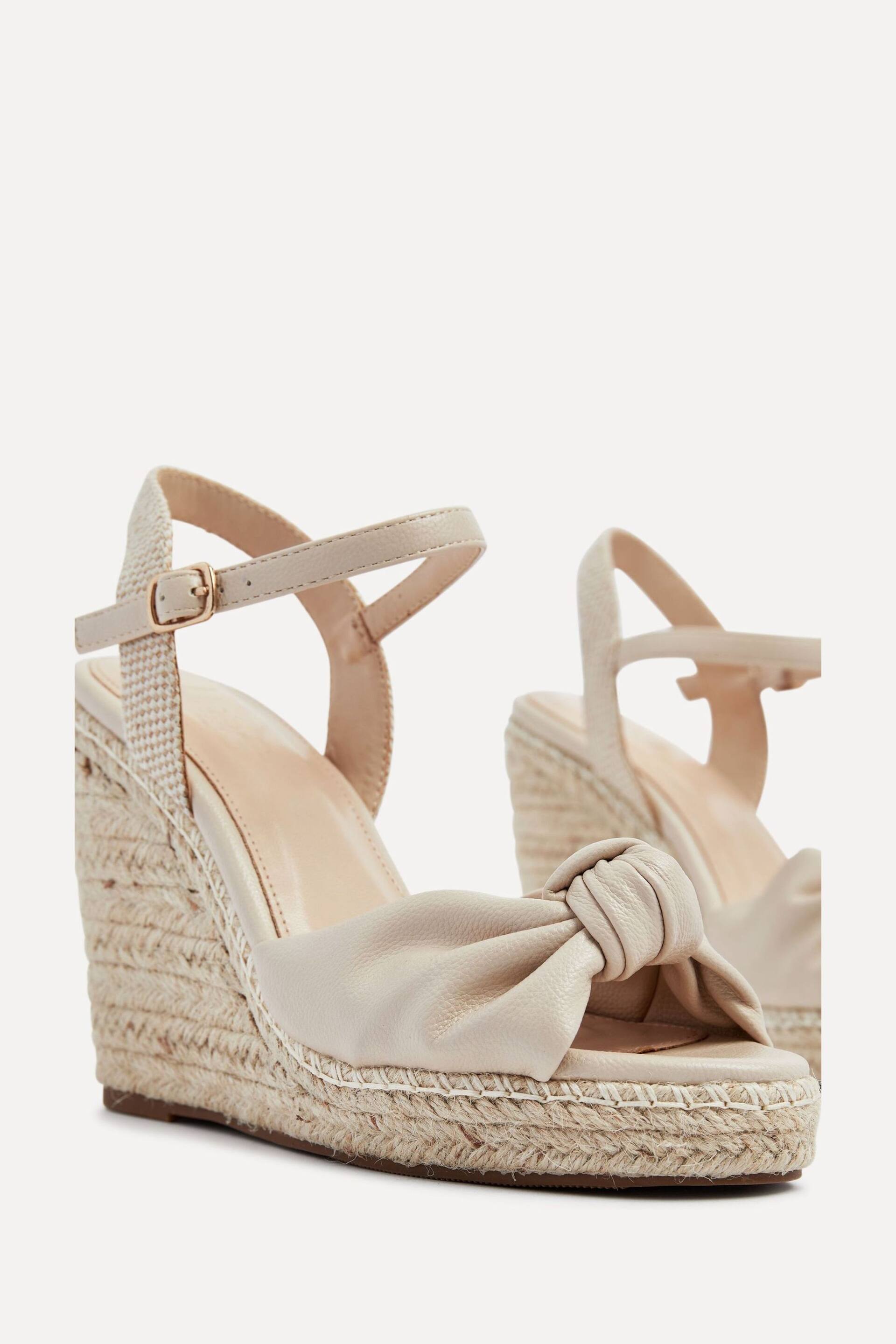 Linzi Cream Rio Rope Platform Wedge Espadrille With Knotted Front Strap - Image 5 of 5