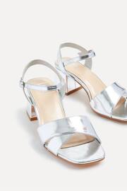 Linzi Silver Vivian Wide Fit Heeled Sandals With Crossover Front Strap - Image 4 of 5
