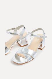 Linzi Silver Vivian Wide Fit Heeled Sandals With Crossover Front Strap - Image 5 of 5