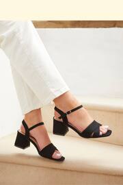 Linzi Black Vivian Wide Fit Heeled Sandals With Crossover Front Strap - Image 1 of 4