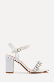 Linzi Cream Tinsley Block Heeled Sandals With Pearl and Diamante Front Strap - Image 2 of 5