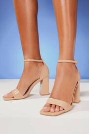 Lipsy Nude Pink Regular Fit Mid Block Heel Sandals - Image 3 of 4