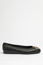 Lipsy Black Wide Fit Flat Square Toe Trim Faux Leather Ballet Pumps - Image 4 of 4