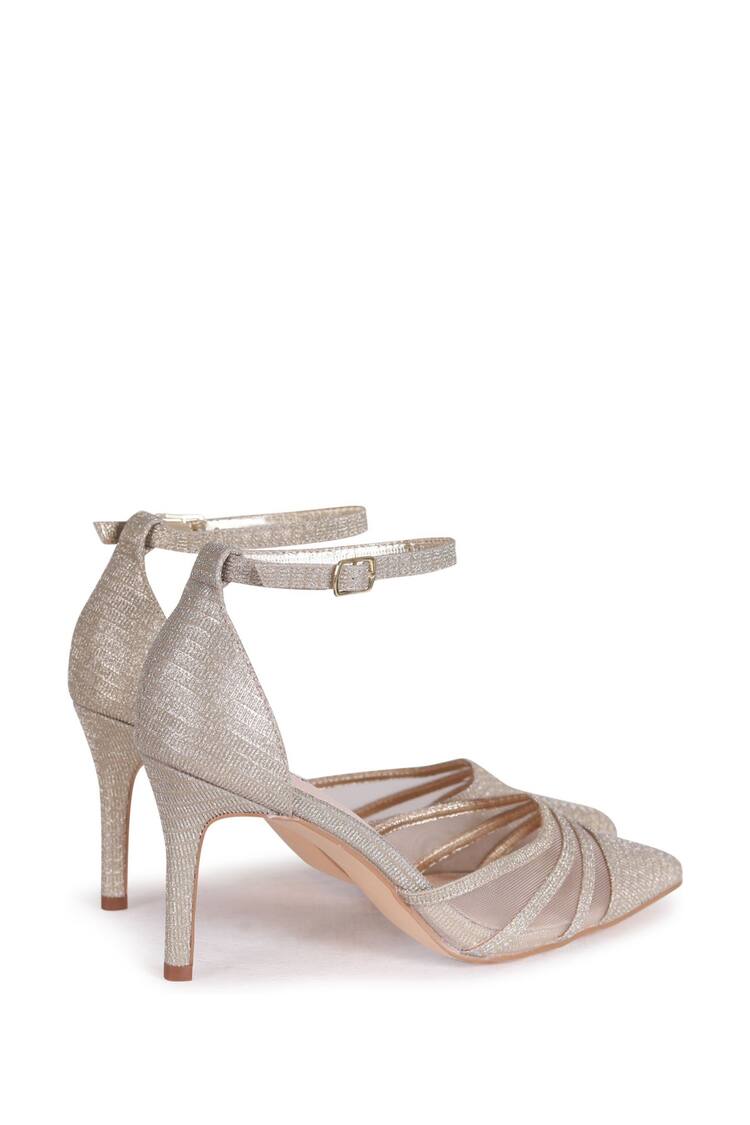 Linzi Gold Serri Court Stiletto Heels With Mesh Front Detail - Image 4 of 4