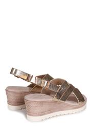 Linzi Gold Myla Sling Back Wedge Espadrille Sandals With Cross Over Front Strap - Image 3 of 4