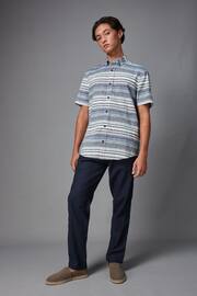 Blue Textured Stripe Short Sleeve Shirt - Image 2 of 7