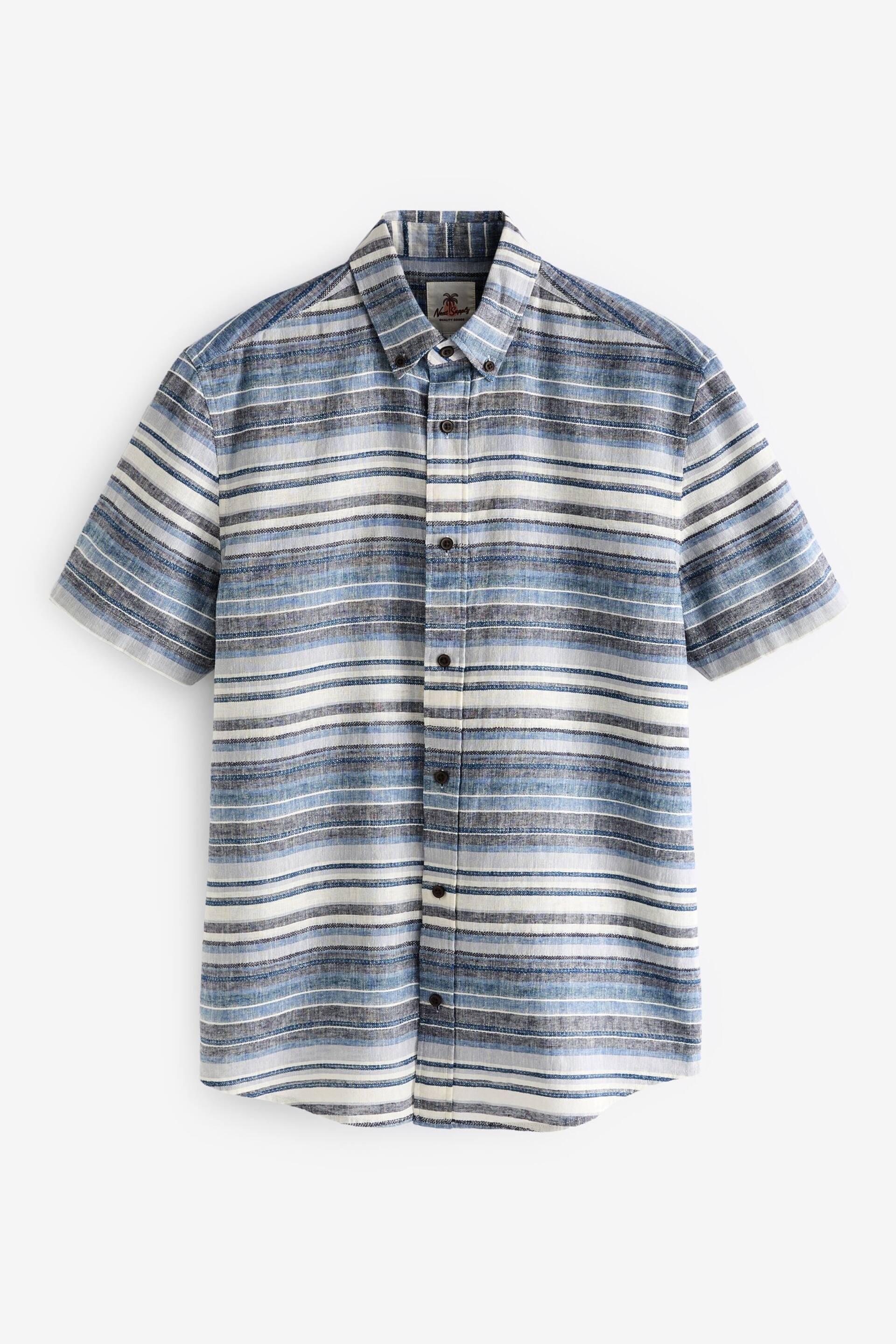 Blue Textured Stripe Short Sleeve Shirt - Image 5 of 7