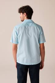 Blue Cuban Collar Linen Blend Short Sleeve Shirt - Image 3 of 7