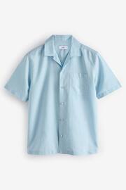Blue Cuban Collar Linen Blend Short Sleeve Shirt - Image 5 of 7