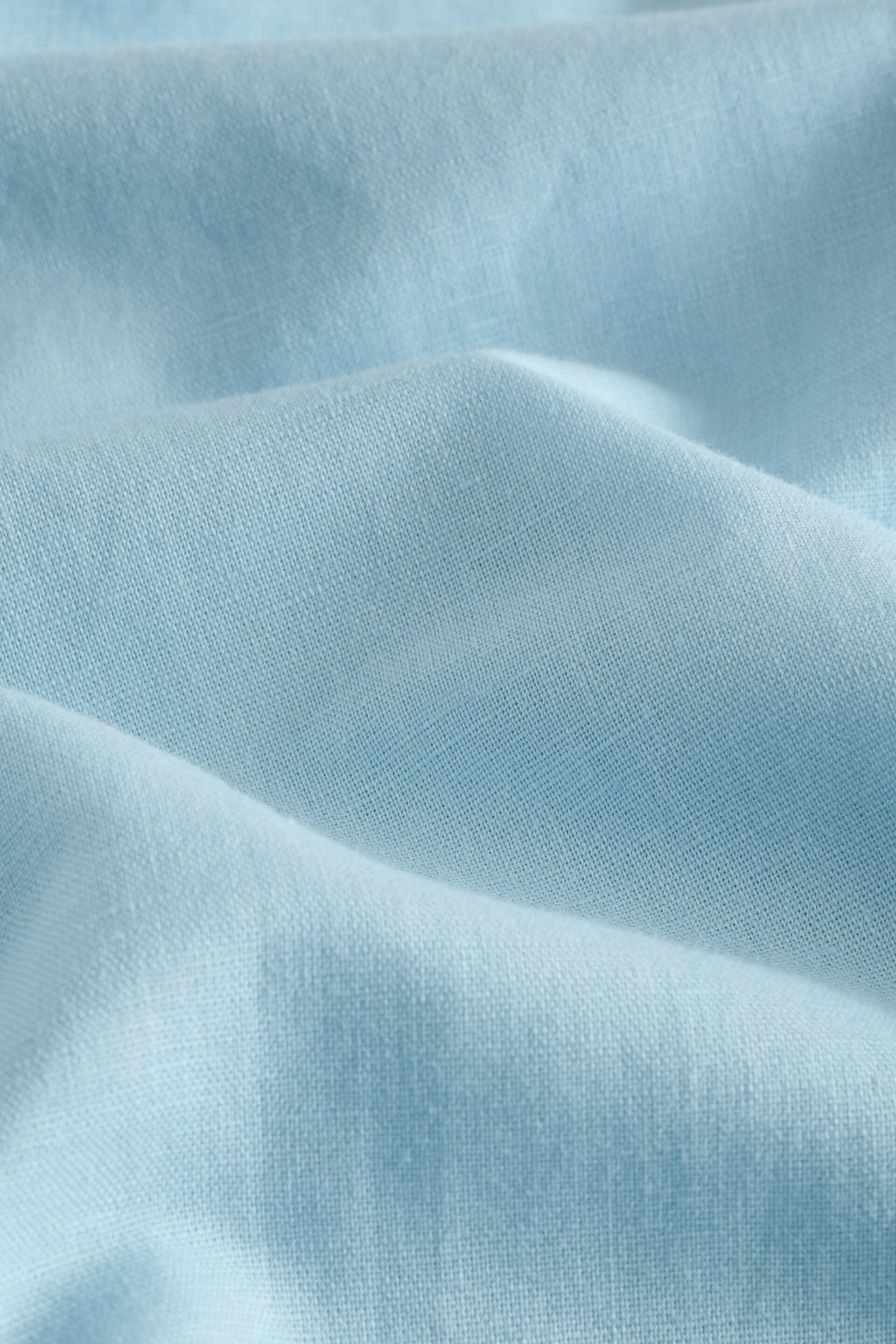 Blue Cuban Collar Linen Blend Short Sleeve Shirt - Image 7 of 7