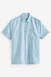 Light Blue Standard Collar Linen Blend Short Sleeve Shirt - Image 6 of 8