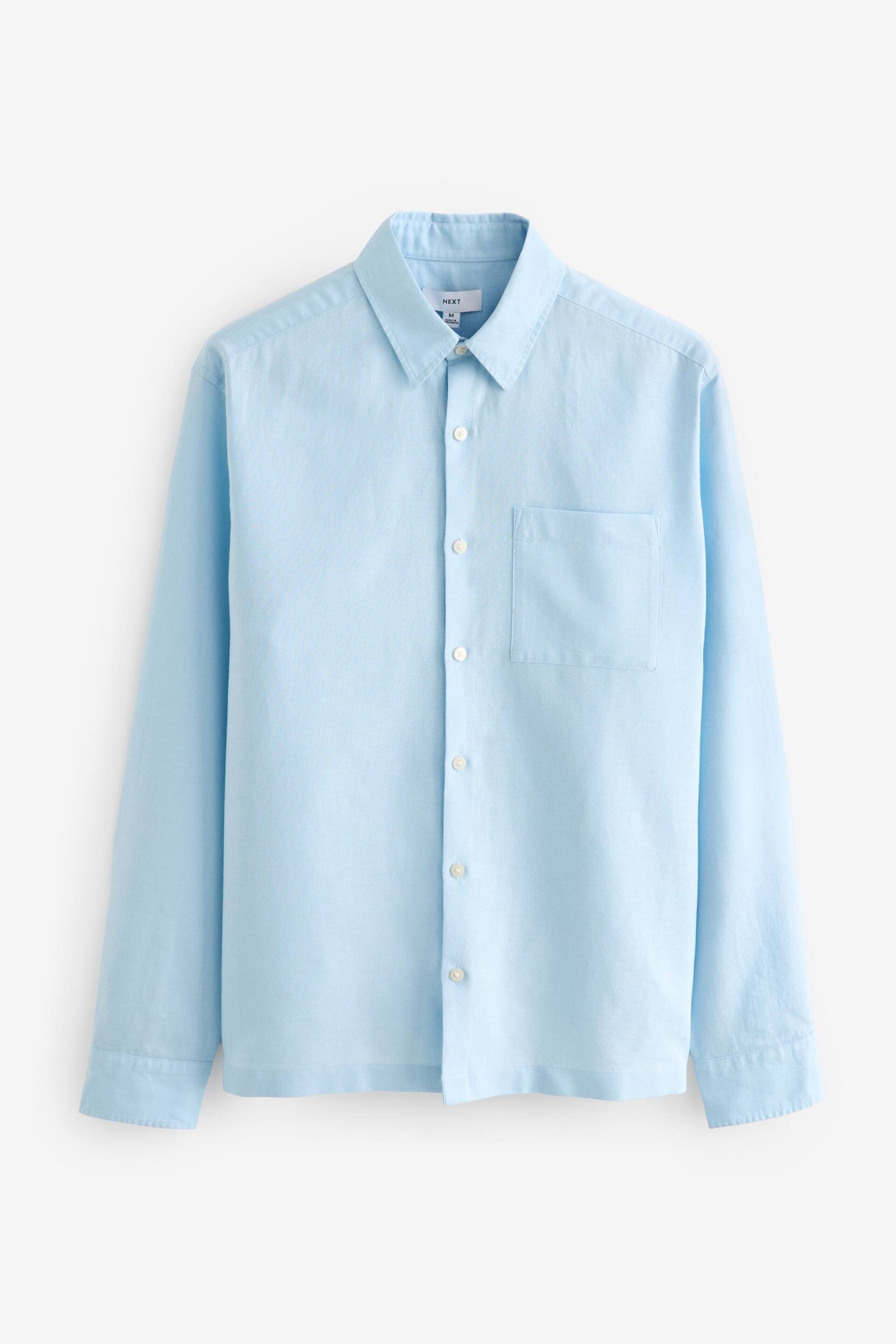 Light Blue Linen Blend Long Sleeve Shirt - Image 6 of 8