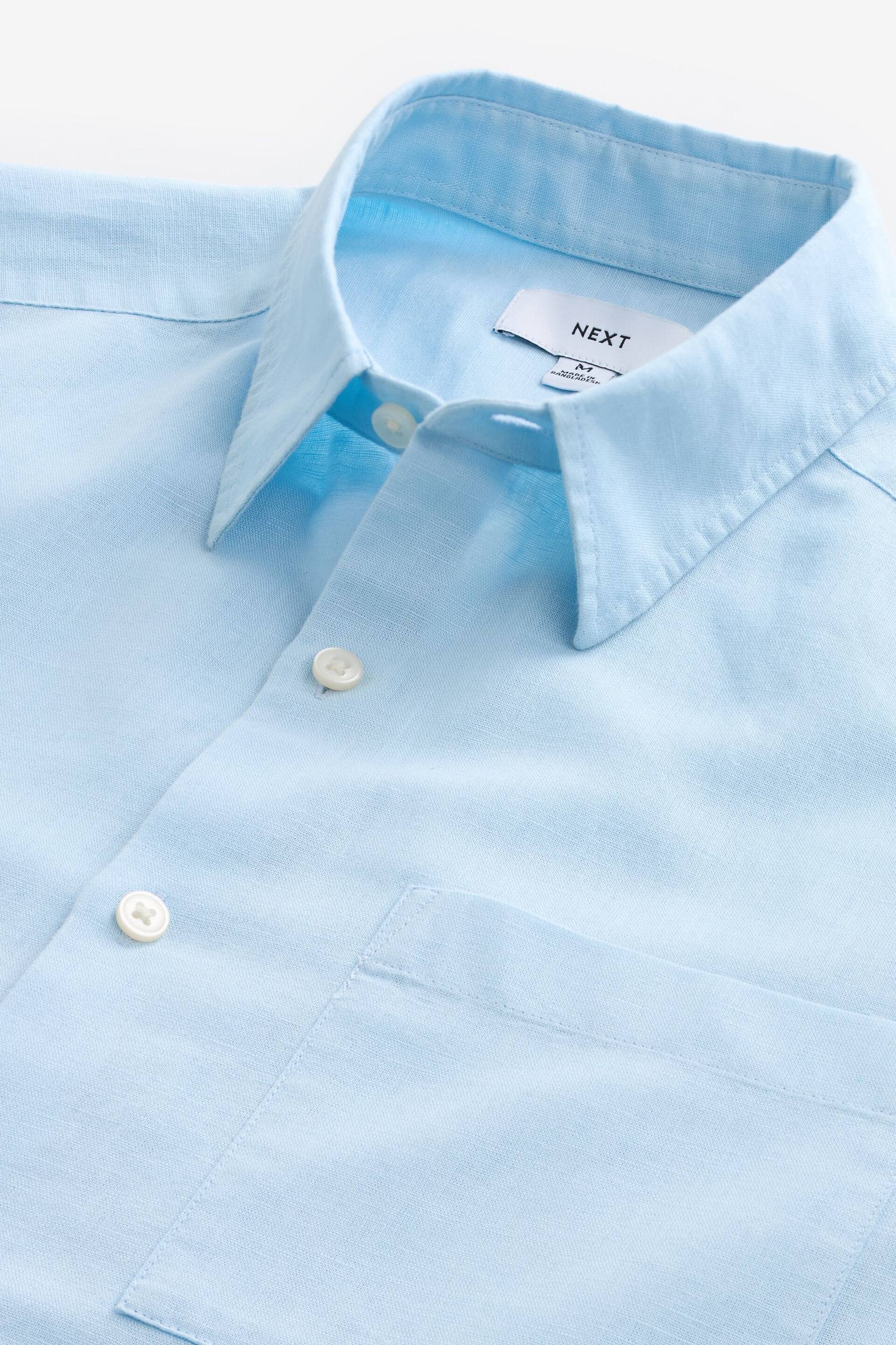 Light Blue Linen Blend Long Sleeve Shirt - Image 8 of 8