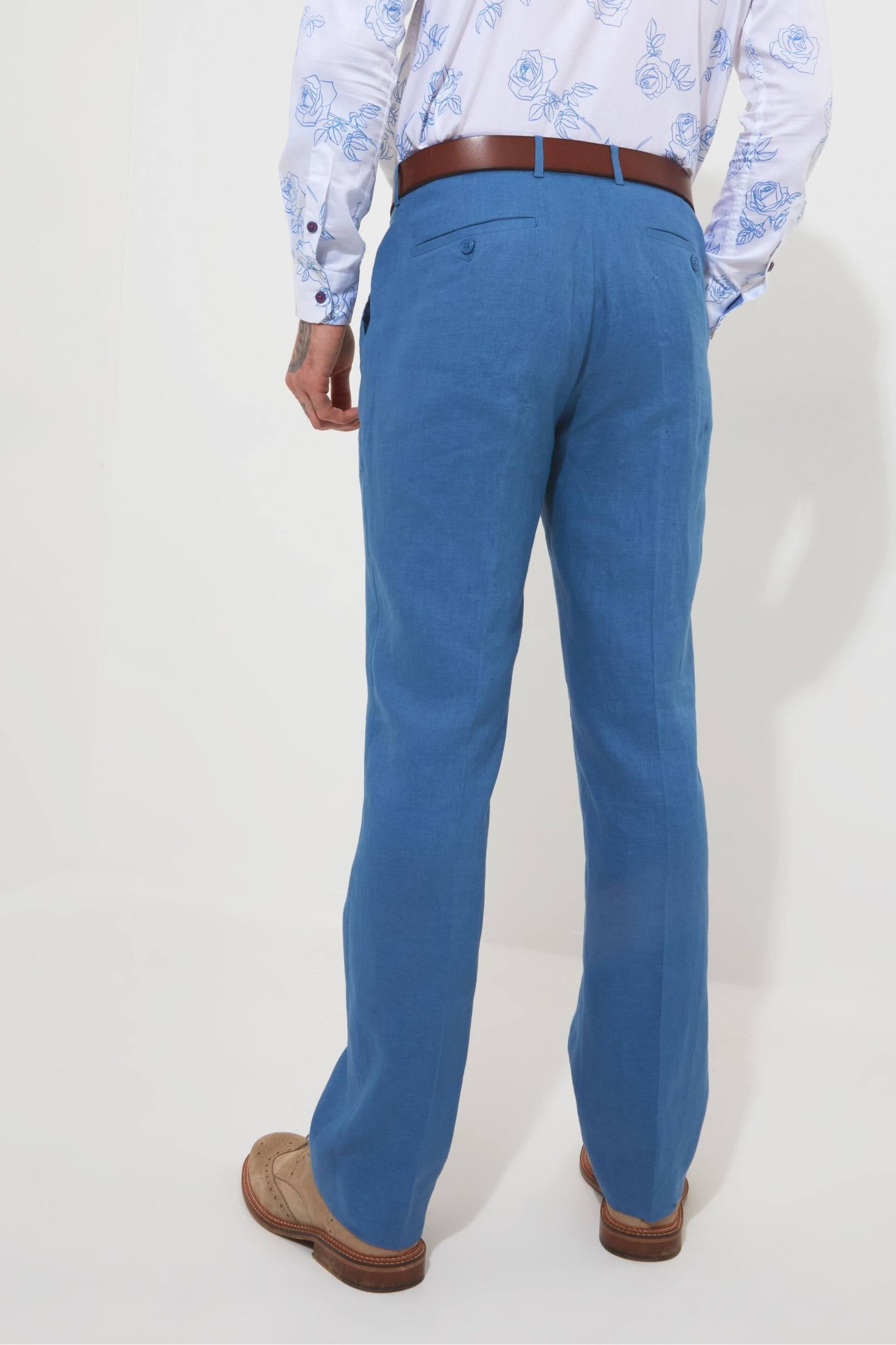 Joe Browns Blue Regular Fit Straight Leg Linen Suit: Trousers - Image 3 of 5