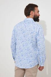 Joe Browns Blue Tonal Floral Linen Blend Long Sleeve Classic Collared Shirt - Image 3 of 5