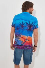Joe Browns Blue Hawaiian Palm Sunset Short Sleeve Open Flat Collar Shirt - Image 2 of 5