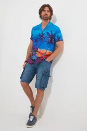 Joe Browns Blue Hawaiian Palm Sunset Short Sleeve Open Flat Collar Shirt - Image 3 of 5