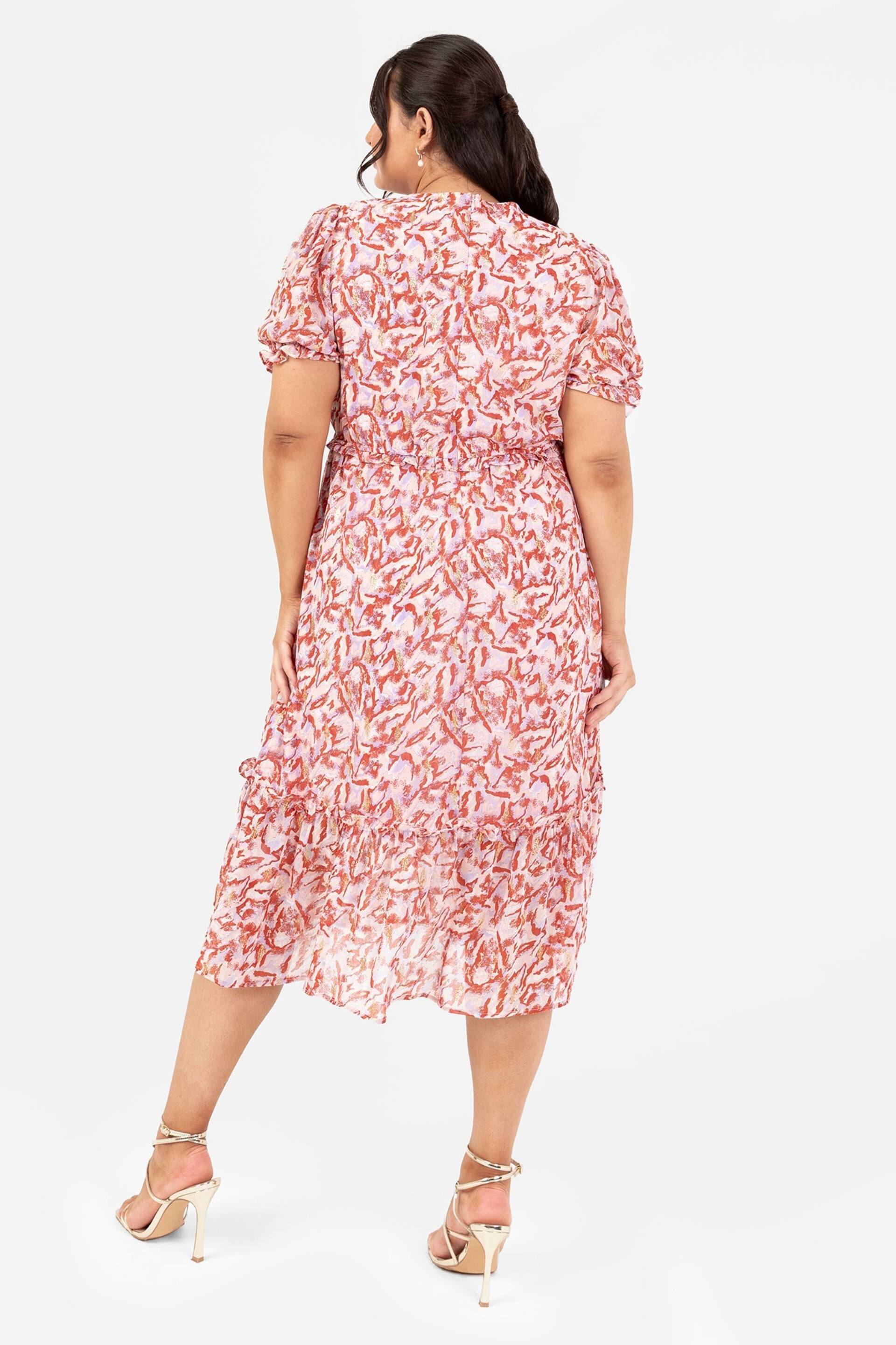 Puff Sleeve Tiered Hem Midi Dress With Frills - Image 2 of 4