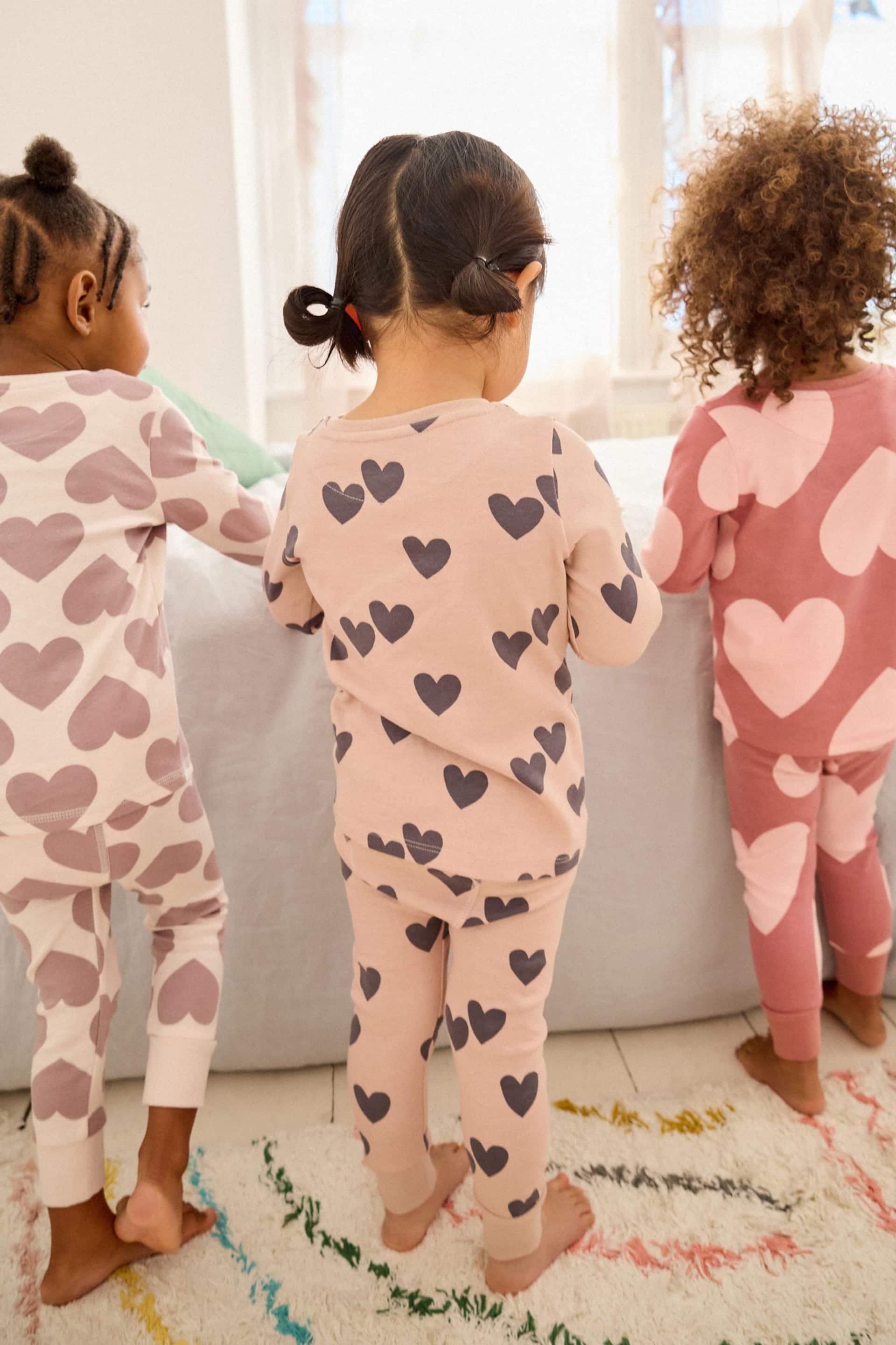 Neutral/ Pink Heart Stampy Pyjamas 3 Pack (9mths-16yrs) - Image 3 of 13