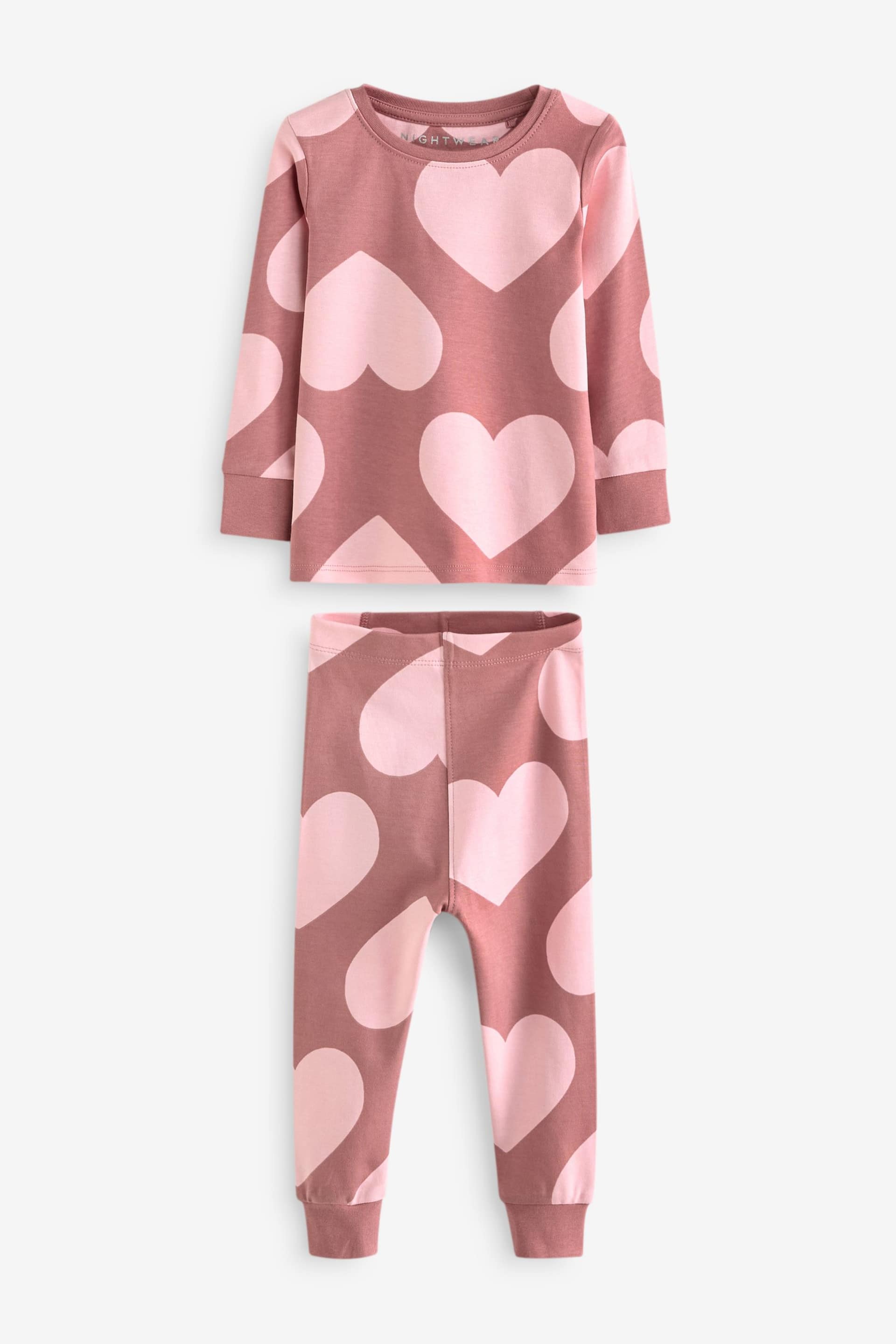 Neutral/ Pink Heart Stampy Pyjamas 3 Pack (9mths-16yrs) - Image 7 of 13
