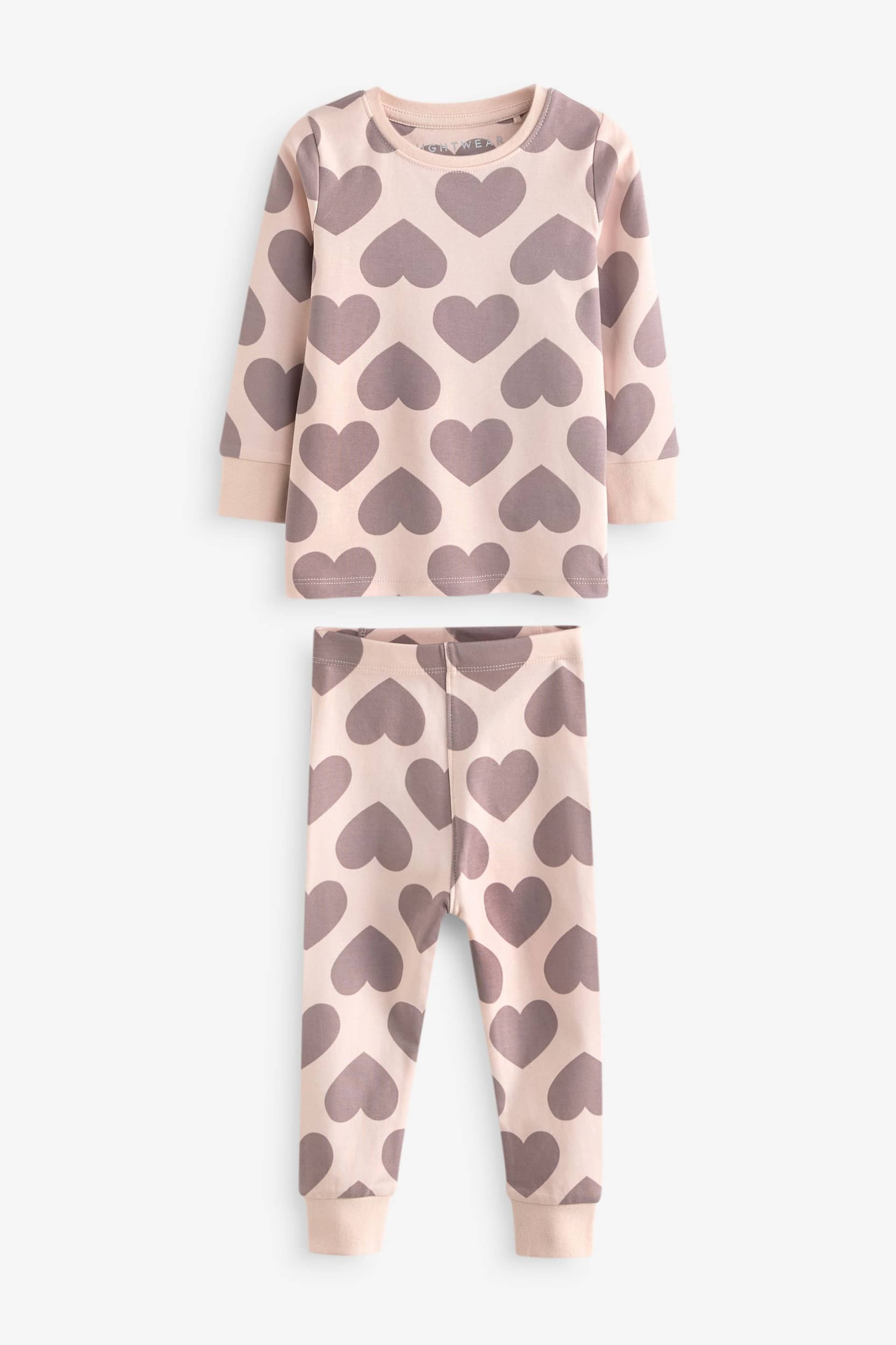 Neutral/ Pink Heart Stampy Pyjamas 3 Pack (9mths-16yrs) - Image 8 of 13