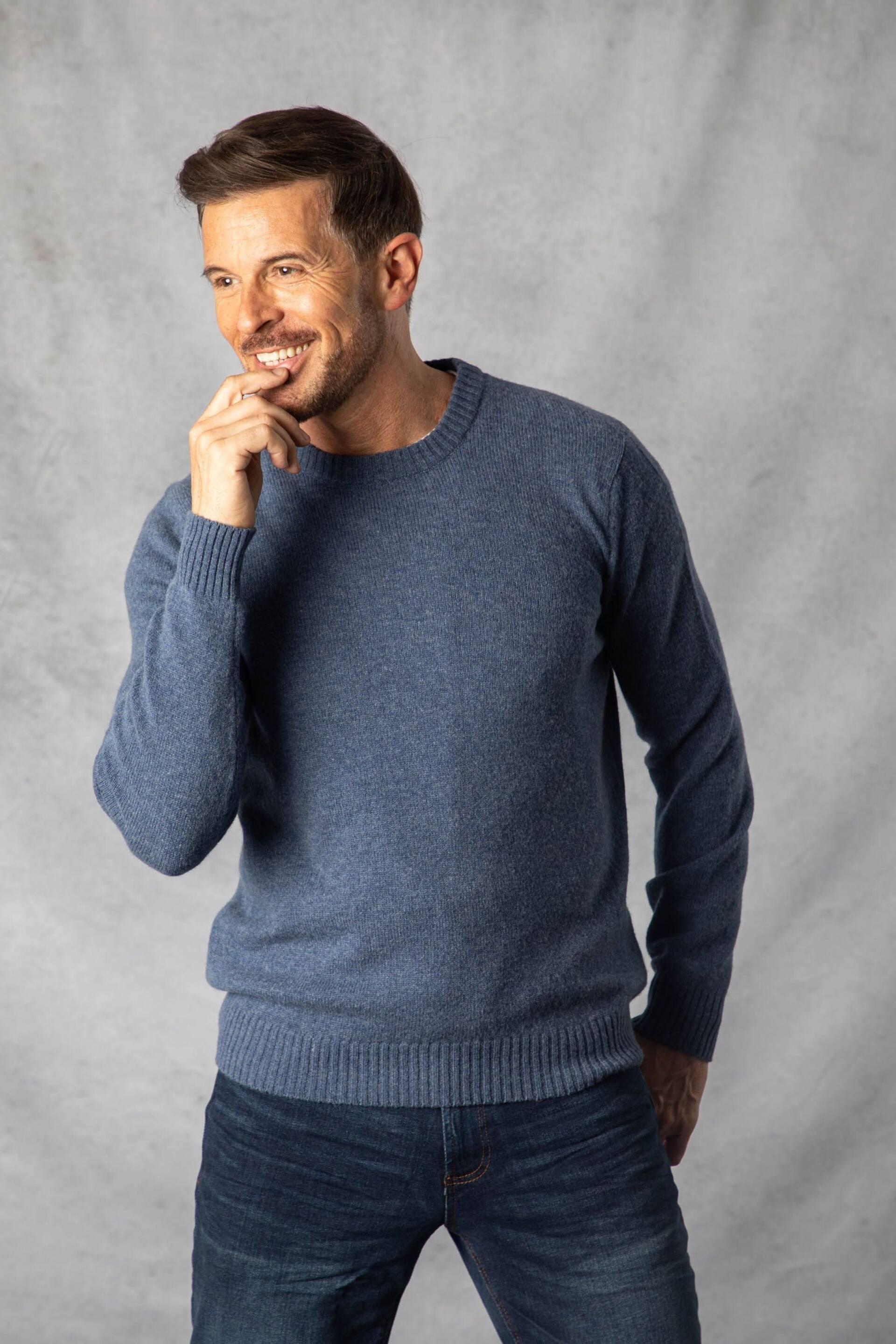 Lakeland Clothing Blue British Lambswool Crew Neck Jumper - Image 1 of 6