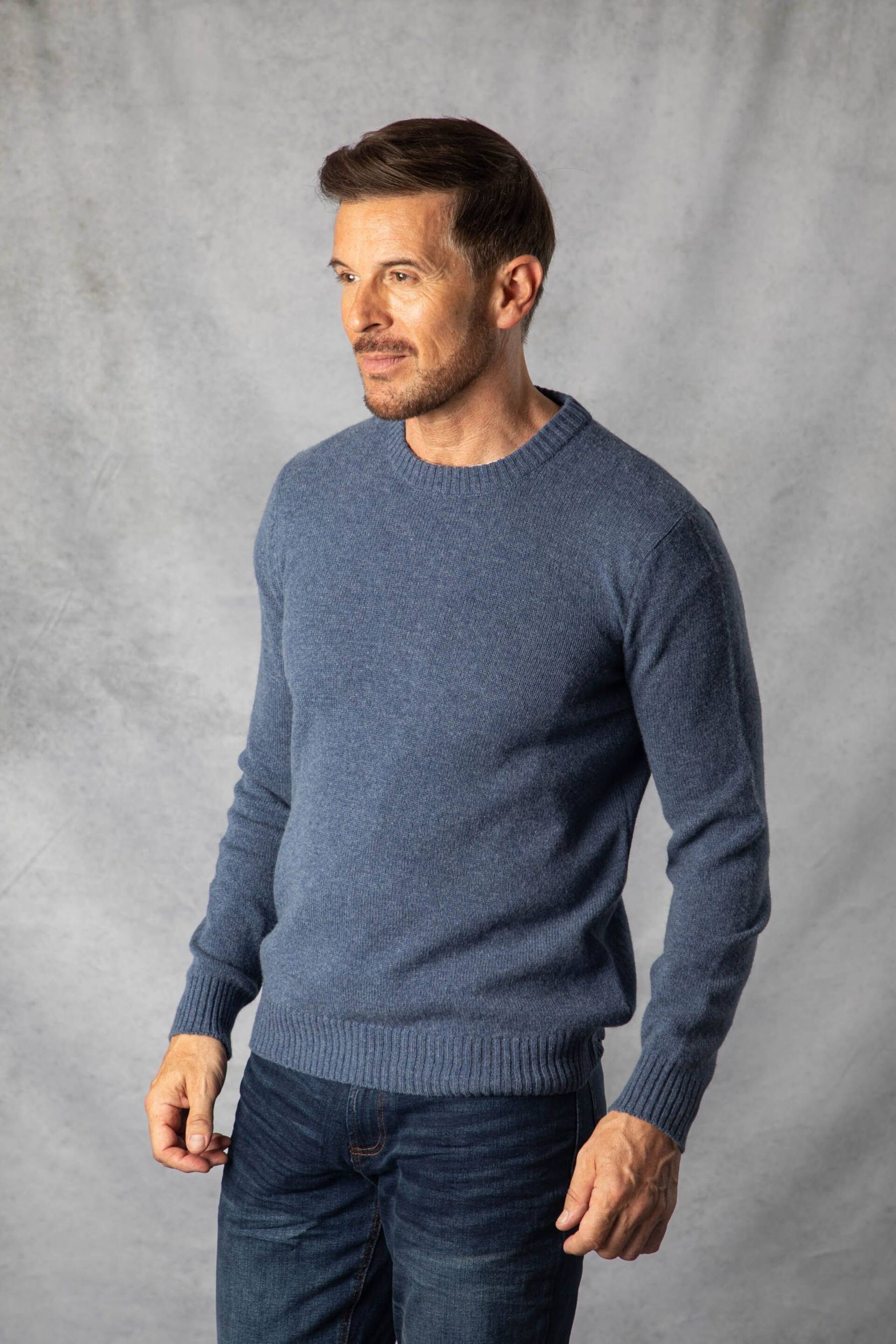 Lakeland Clothing Blue British Lambswool Crew Neck Jumper - Image 3 of 6