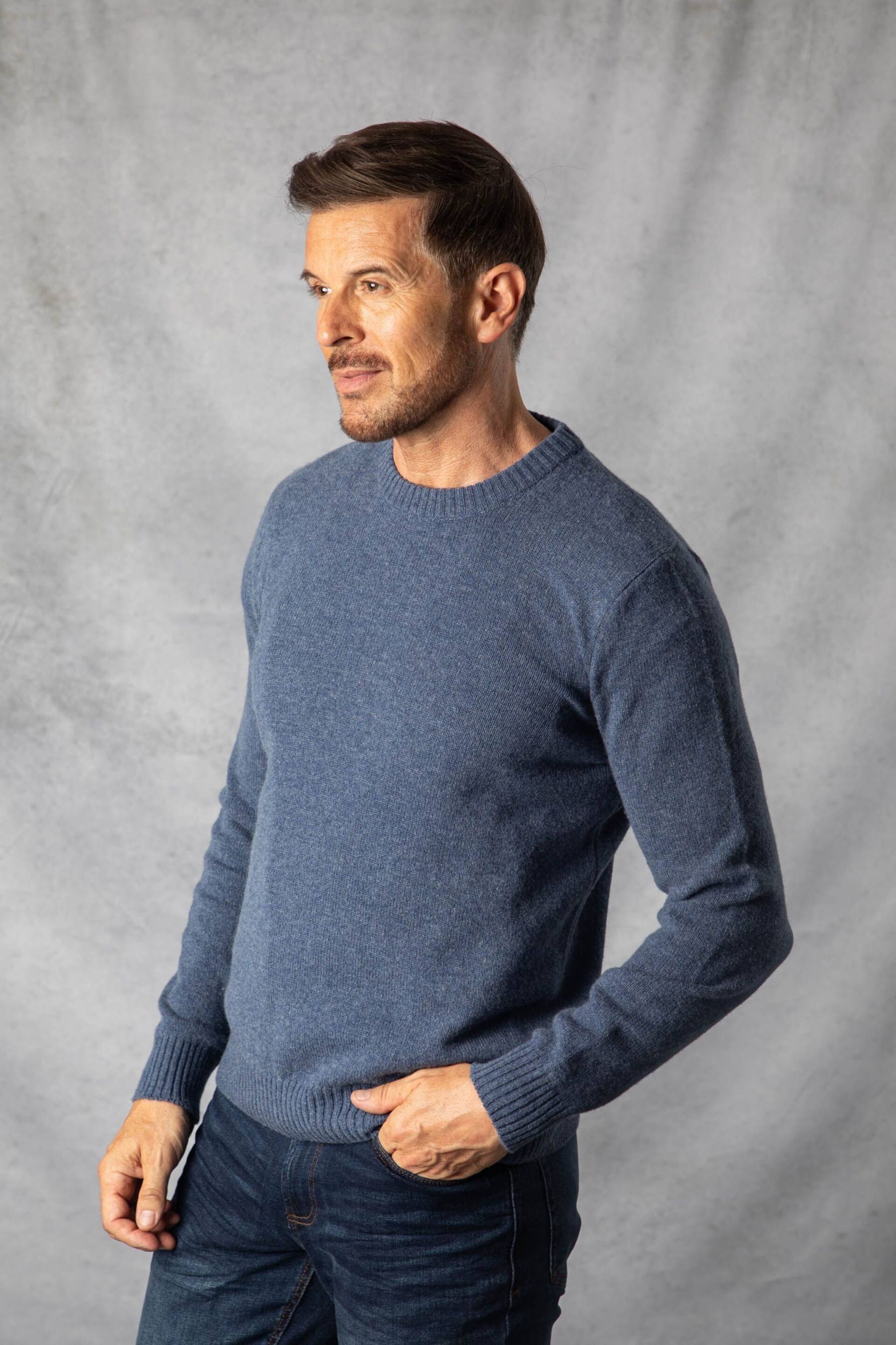 Lakeland Clothing Blue British Lambswool Crew Neck Jumper - Image 4 of 6