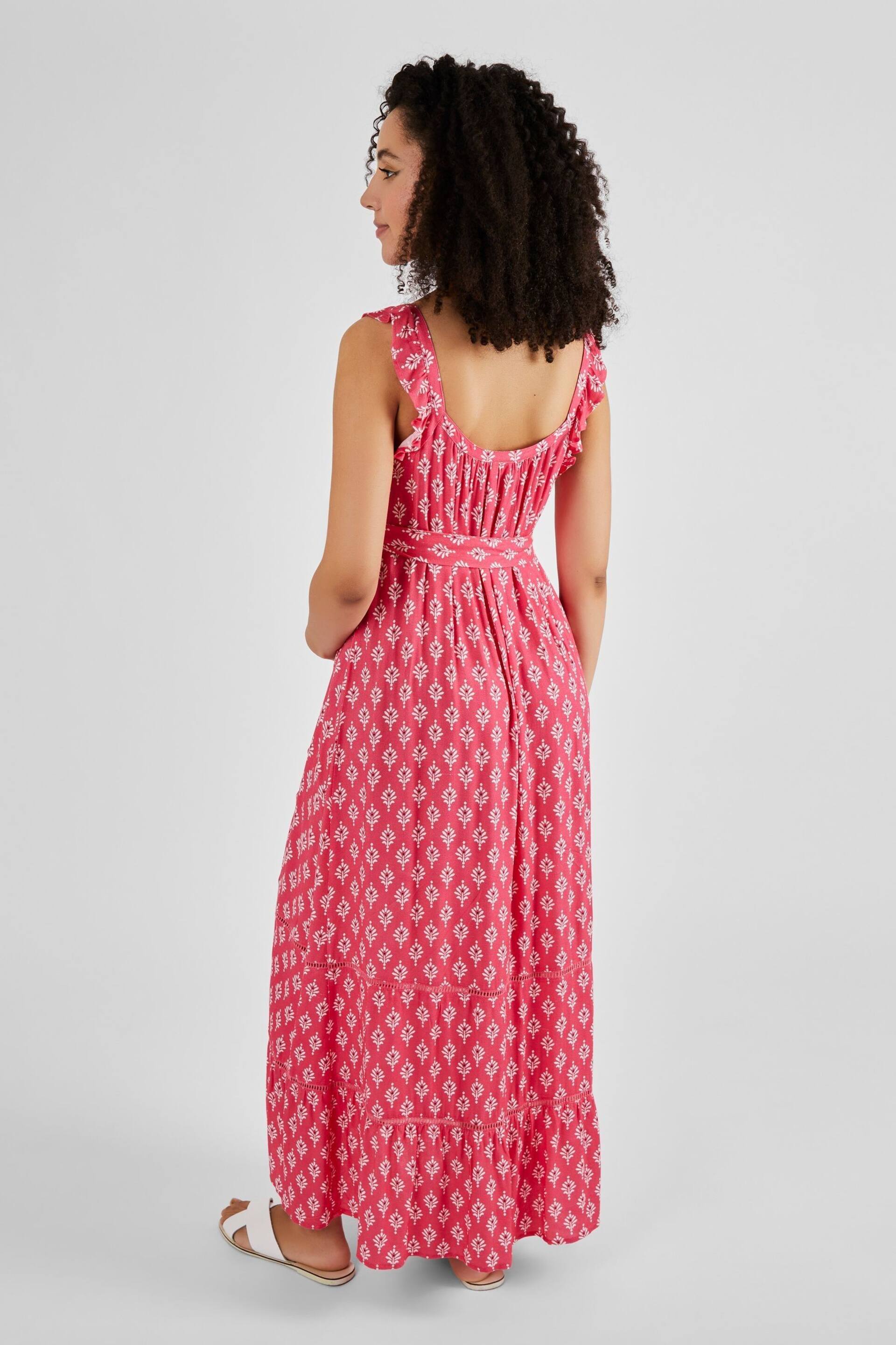 JoJo Maman Bébé Pink Batik Print Flutter Sleeve Maternity Maxi Dress - Image 2 of 5