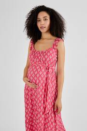 JoJo Maman Bébé Pink Batik Print Flutter Sleeve Maternity Maxi Dress - Image 3 of 5