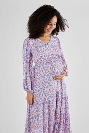 JoJo Maman Bébé Multi Blouson Sleeve Maternity & Nursing Maxi Dress - Image 3 of 5