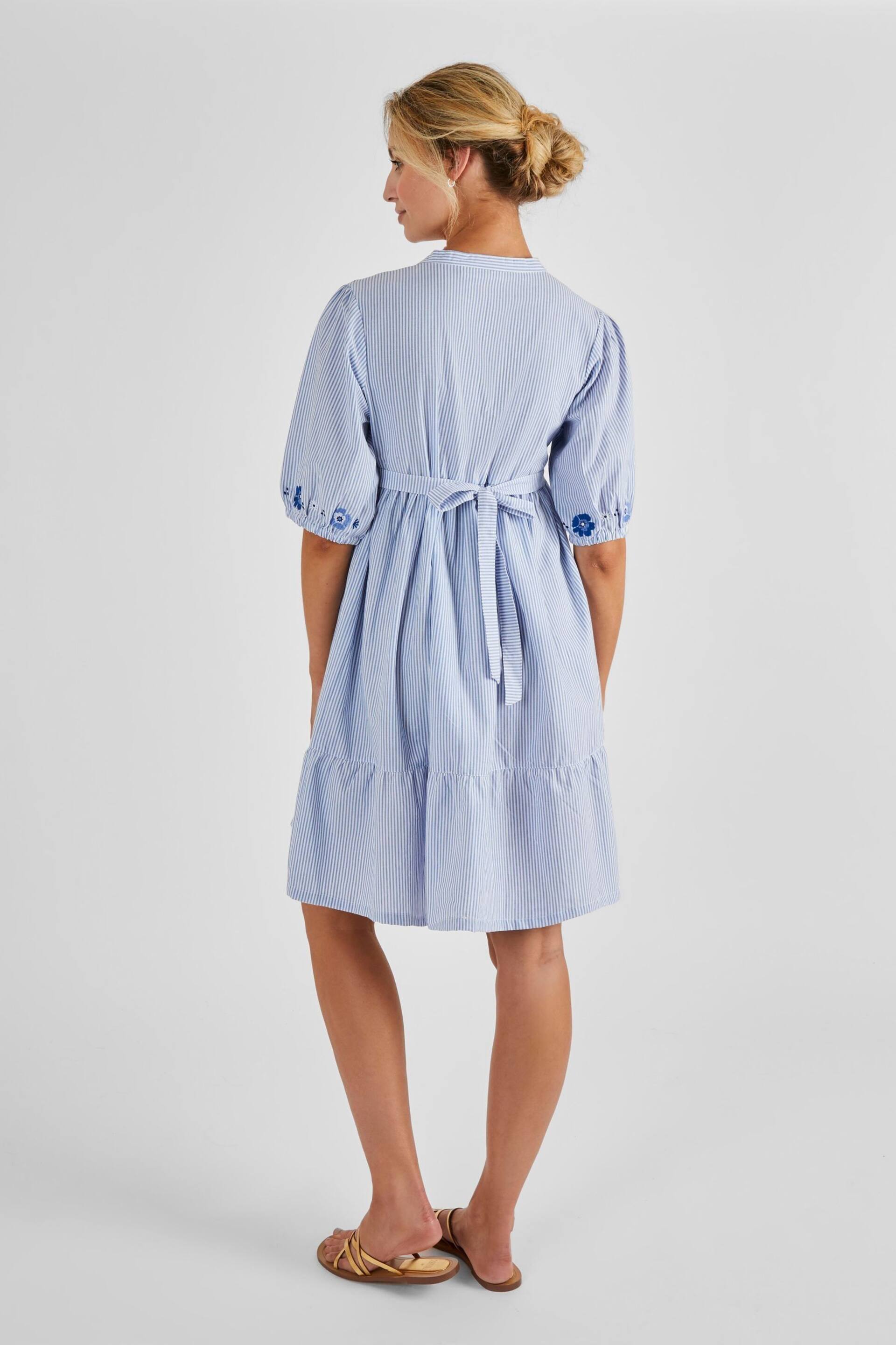 JoJo Maman Bébé Blue Tiered Embroidered Maternity Shirt Dress - Image 3 of 5