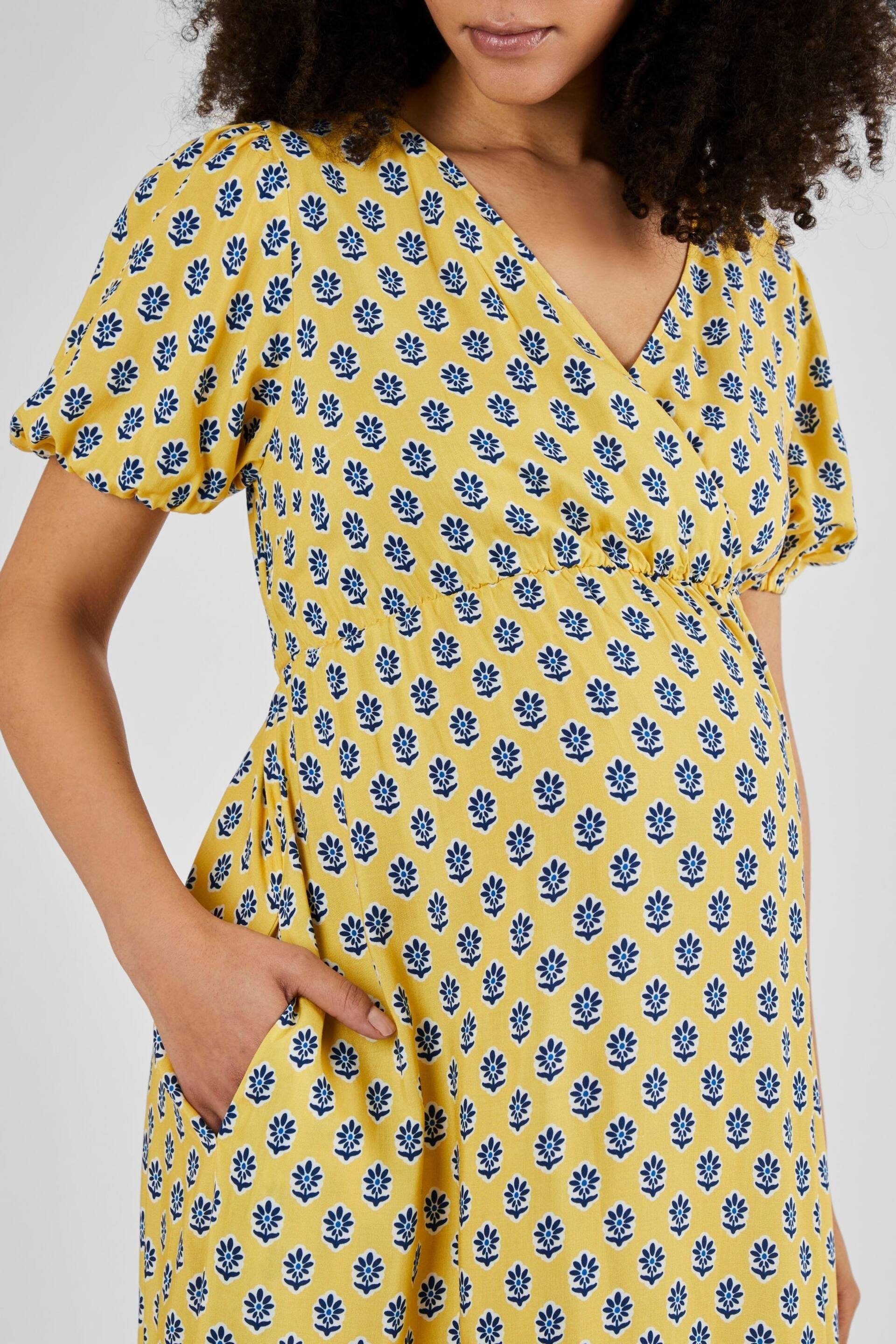 JoJo Maman Bébé Yellow Batik Print Maternity Midi Dress - Image 4 of 4