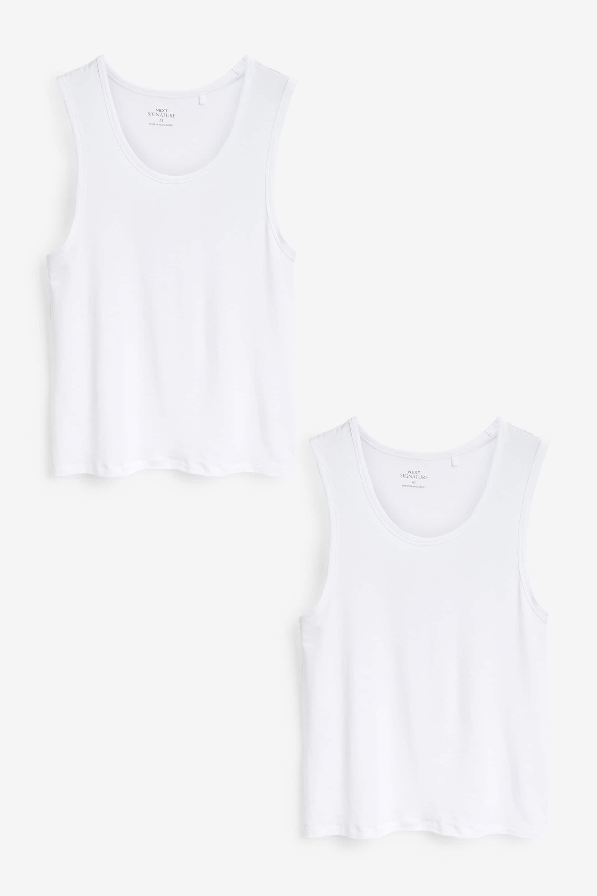 White 2 Pack Signature Bamboo Vests - Image 4 of 4