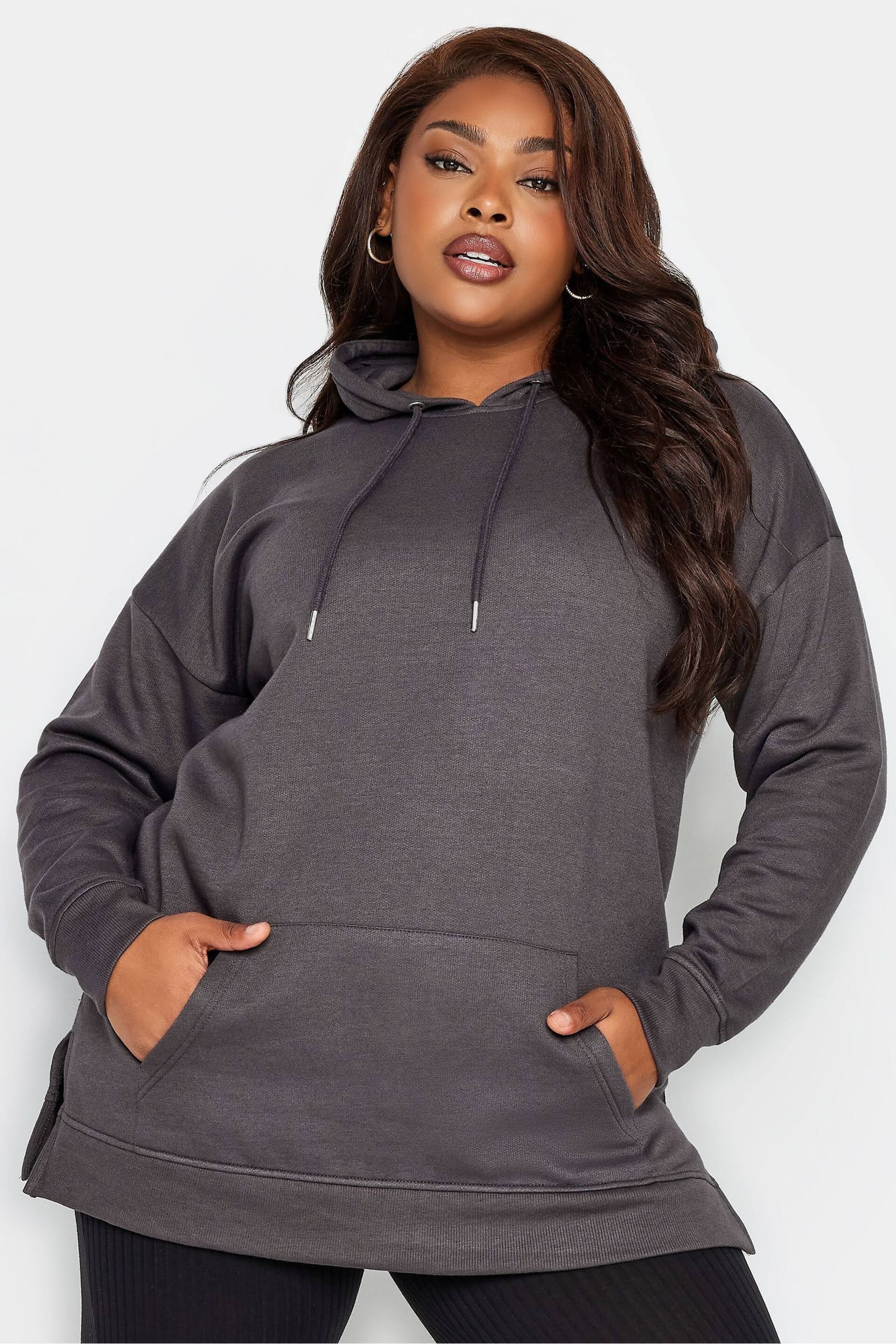 Yours Curve Grey Overhead Hoodie - Image 1 of 4