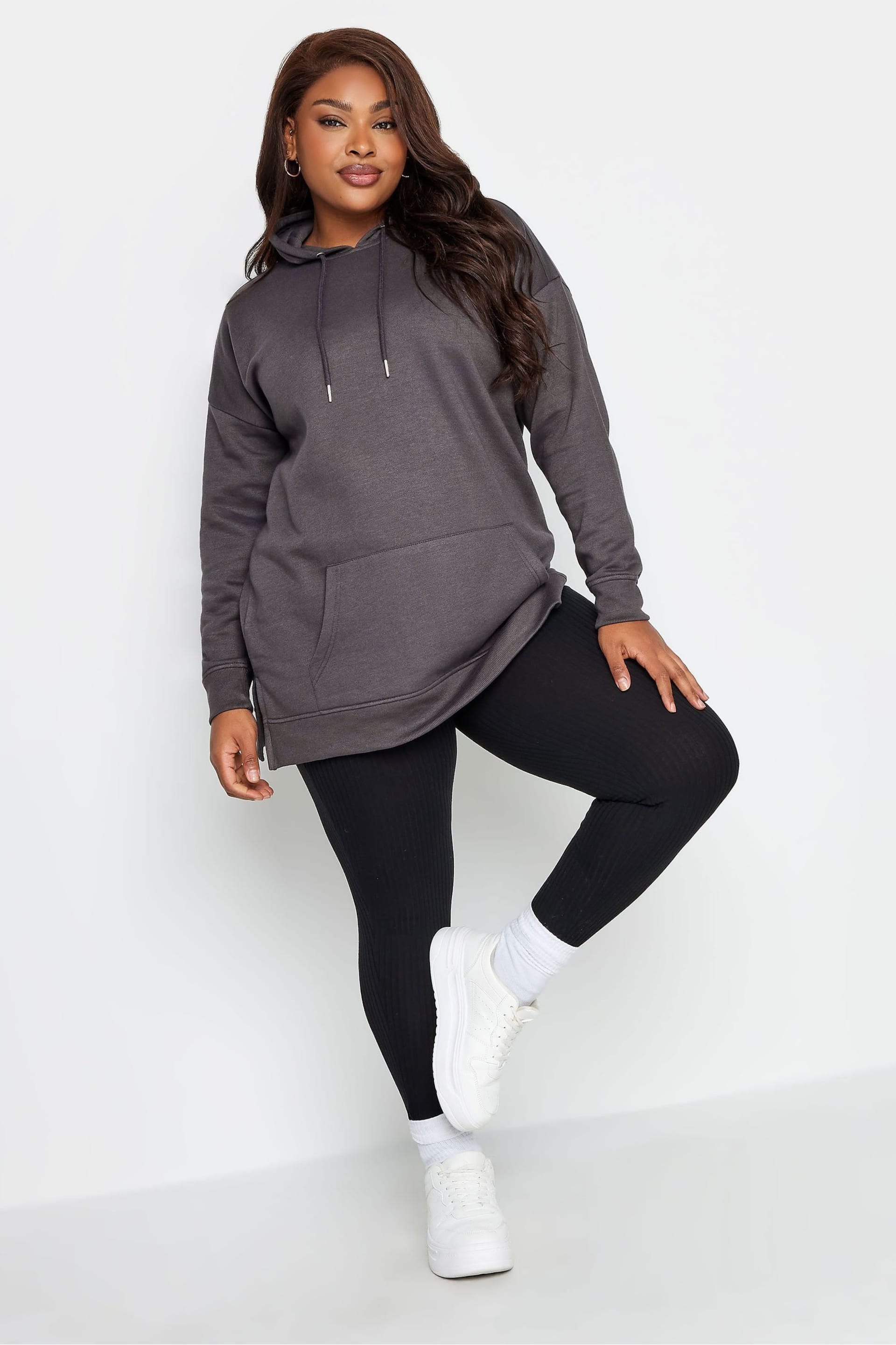 Yours Curve Grey Overhead Hoodie - Image 3 of 4