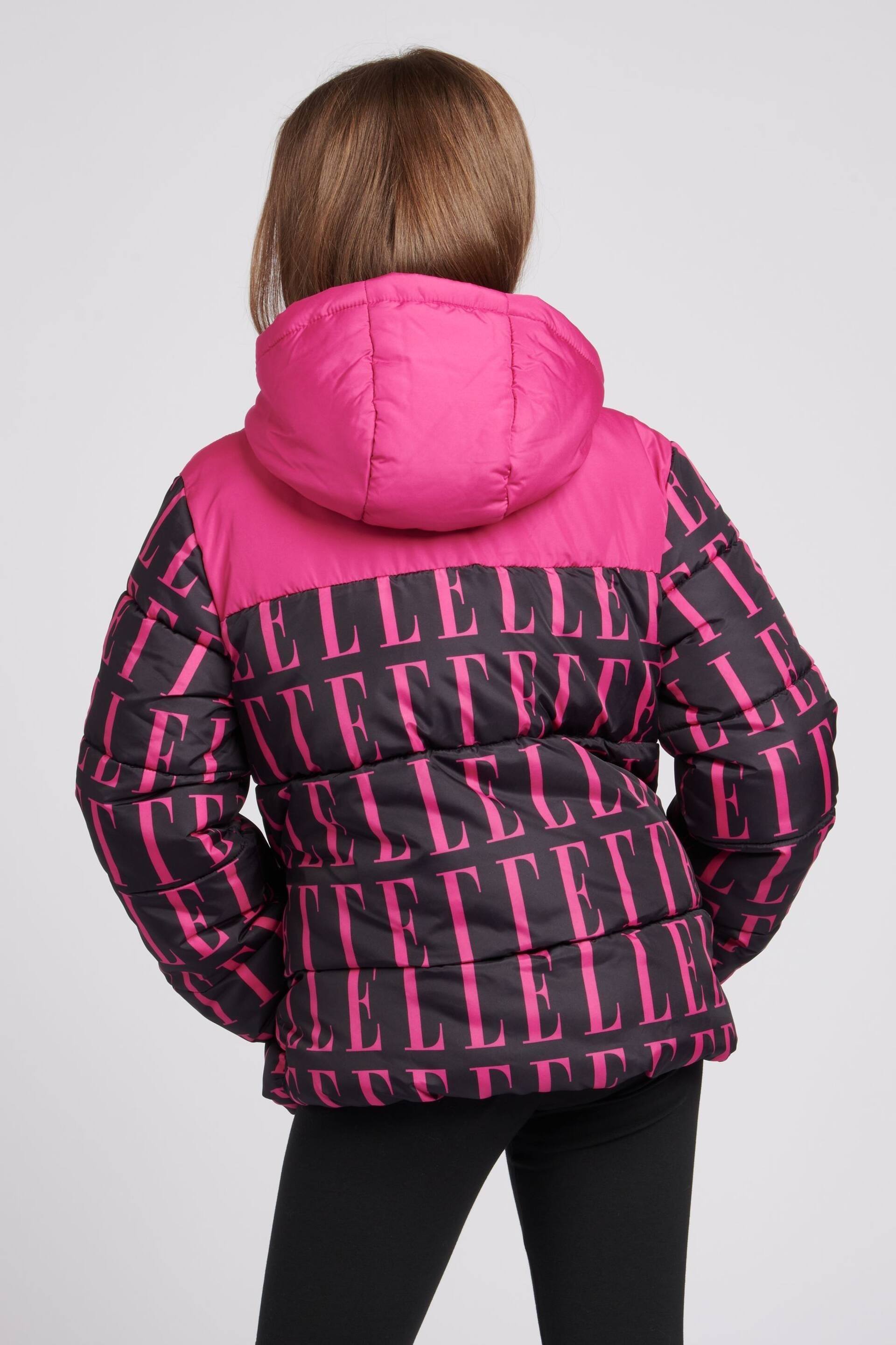 Elle Cut & Sew Pink Print Puffer Coat - Image 2 of 10