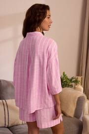 Pink Stripe Linen Blend Shirt - Image 4 of 5