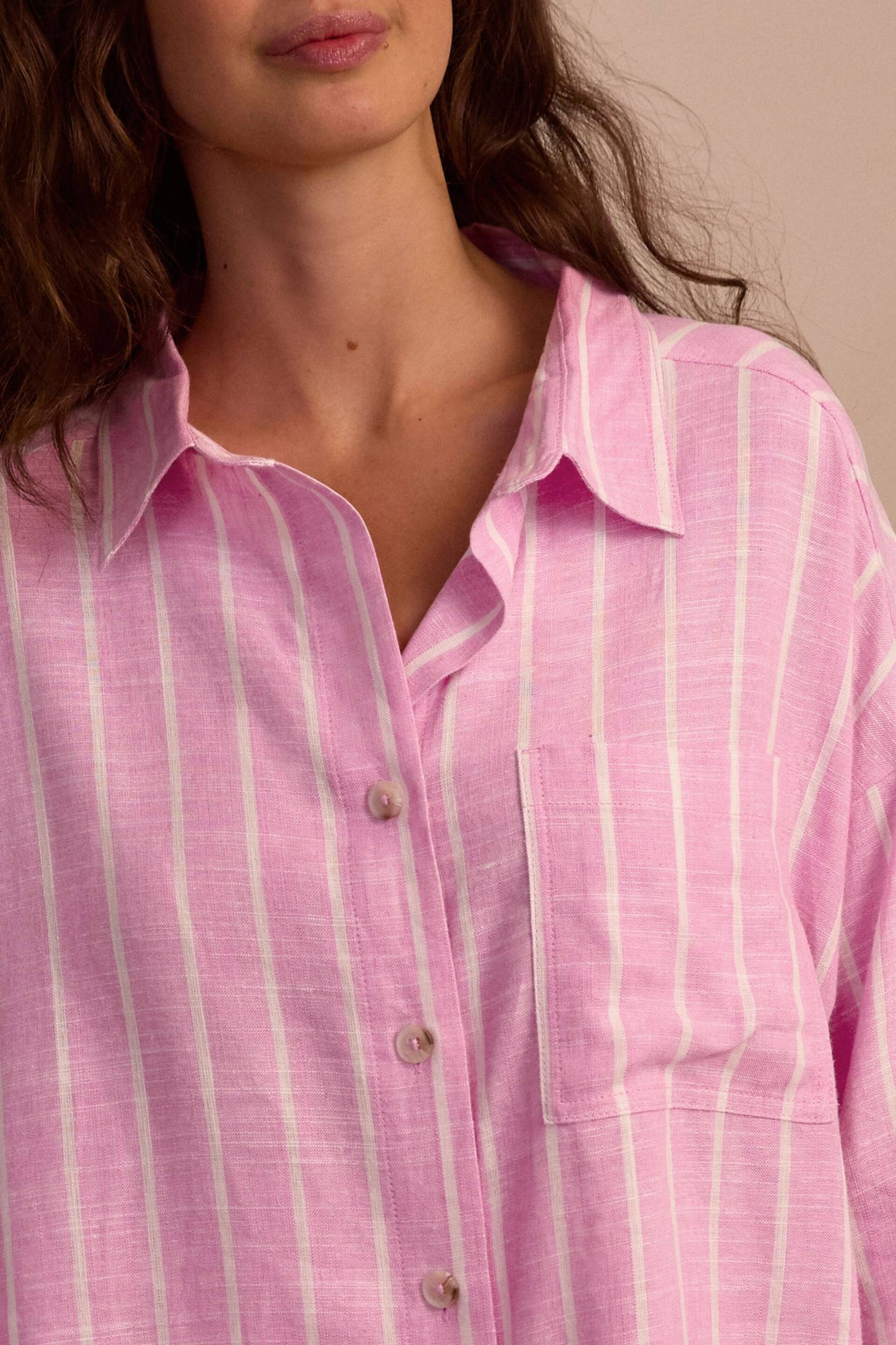 Pink Stripe Linen Blend Shirt - Image 5 of 5