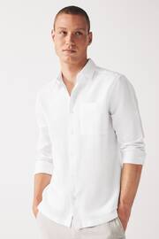 White Linen Blend Long Sleeve Shirt - Image 1 of 8