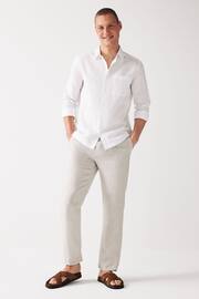 White Linen Blend Long Sleeve Shirt - Image 2 of 8