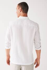 White Linen Blend Long Sleeve Shirt - Image 3 of 8
