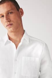 White Linen Blend Long Sleeve Shirt - Image 4 of 8