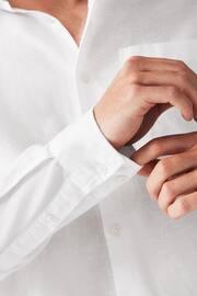 White Linen Blend Long Sleeve Shirt - Image 5 of 8